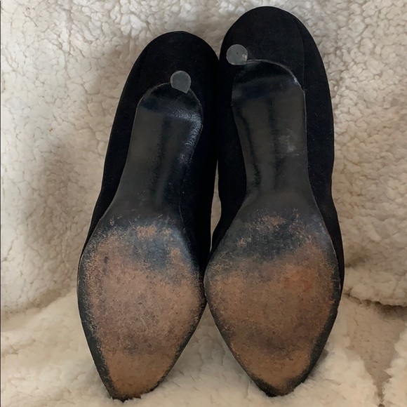 Vintage 50s-60s Troylings Marilyn Monroe Black Suede Heels Pumps 8 1/2 - Picture 2 of 4
